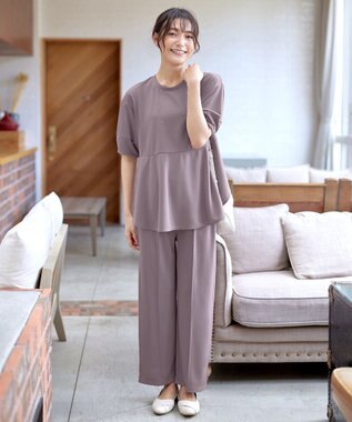 Tiaclasse 【洗える・接触冷感・紫外線ケア・サラごこち】ラウンドヘムチュニック ピンクモカ