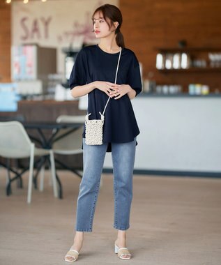 Tiaclasse 【洗える・接触冷感・紫外線ケア・サラごこち】ラウンドヘムチュニック ネイビー