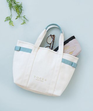 TOCCA 【A4サイズ対応】SIDE RIBBON CANVASTOTE トートバッグ オフ×ブルー系
