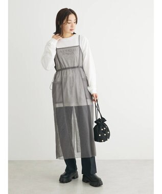 Green Parks ・ＥＬＥＮＣＡＲＥ　ＤＵＥ　チュールドロストキャミワンピ Charcoal Gray