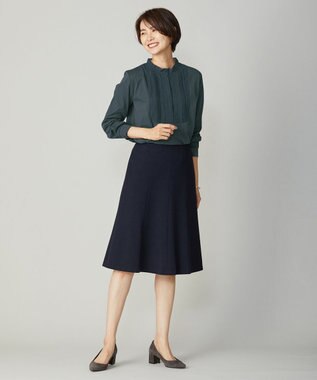 J.PRESS LADIES 【洗える】アルガンシルク スカート ネイビー系