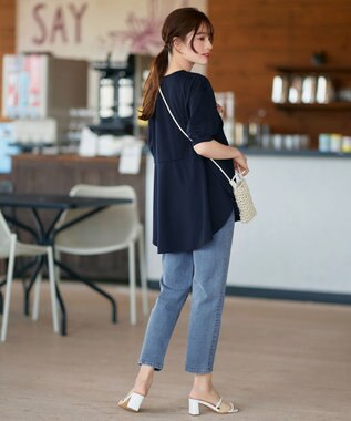 Tiaclasse 【洗える・接触冷感・紫外線ケア・サラごこち】ラウンドヘムチュニック ネイビー