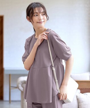 Tiaclasse 【洗える・接触冷感・紫外線ケア・サラごこち】ラウンドヘムチュニック ピンクモカ