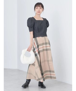 earth music&ecology ＢＩＧチェックフレアスカート Beige