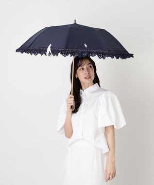 【遮光/晴雨兼用日傘】POLO RALPH LAUREN(ポロ ラルフローレン) エンブフリル 折りたたみ傘 楽折 遮熱 UV