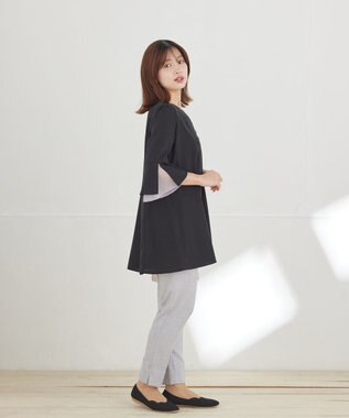 Tiaclasse 麻調テーパードパンツ サックスグレー