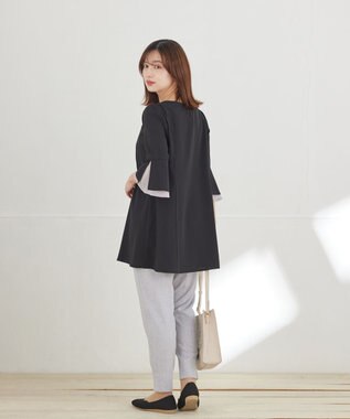 Tiaclasse 麻調テーパードパンツ サックスグレー