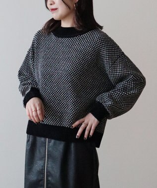 Green Parks ベロアモールモックネックニットプルオーバー Gray