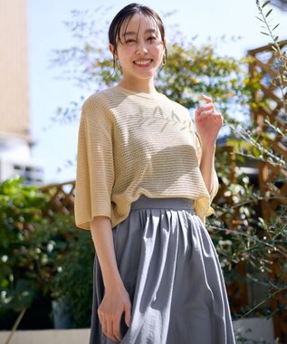 ANY 【洗濯機可/アンチピリング】アイレットメッシュニット ベージュ