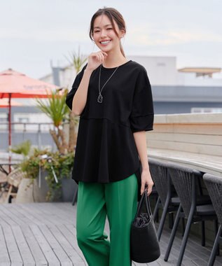 Tiaclasse 【洗える・接触冷感・紫外線ケア・サラごこち】ラウンドヘムチュニック ブラック