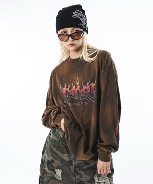 WEGO 【ユニセックス着用ITEM】フレイムグラフィックBIGT（LS） ブラウン