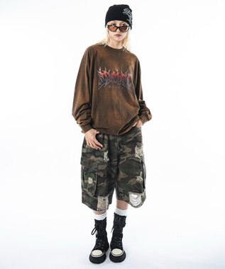 WEGO 【ユニセックス着用ITEM】フレイムグラフィックBIGT（LS） ブラウン