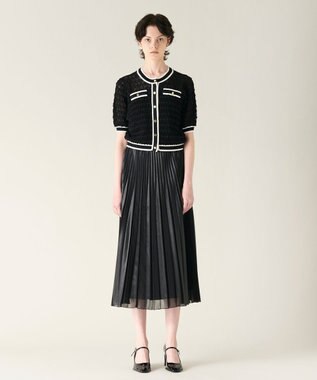 GRACE CONTINENTAL バイカラーシアーニットカーディガン ブラック