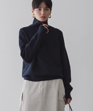 AMERICAN HOLIC バイパチハーフＺＩＰニットプルオーバー Navy