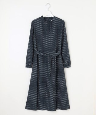 J.PRESS LADIES L 【洗える】ジオメトリックプリント ワンピース ブルーグレープリント系