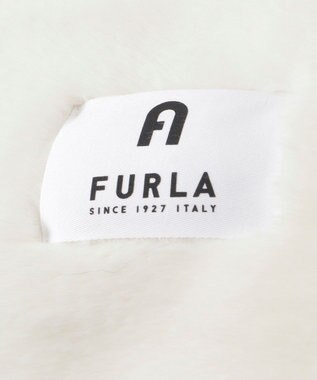 MOONBAT FURLA バイカラーロゴフェイクファーマフラー オフホワイト
