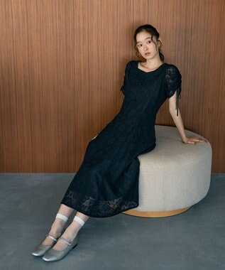 earth music&ecology パネル切り替えレースワンピース Black