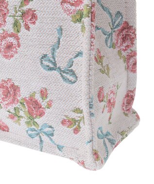 Maison de FLEUR ローズリボン柄ゴブランスクエアトートMバッグ Off White