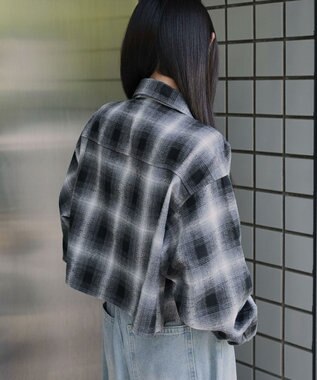 WEGO チェックショートネルシャツ ブラック