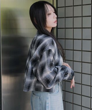 WEGO チェックショートネルシャツ ブラック