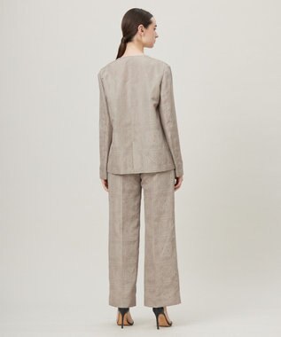 ICB L 【日本製・洗える】ペイズリーレノクロス ワイドストレートパンツ クリームブラウン系