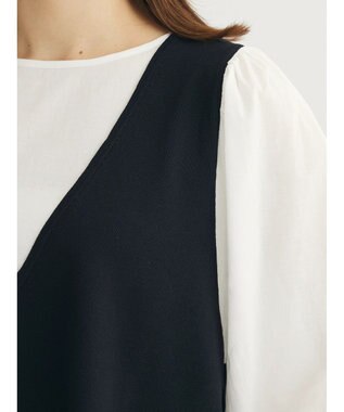 Green Parks ベスト風ドッキングニットプルオーバー Black