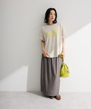 Green Parks 裾ラウンド機能ロゴTシャツ Light Beige