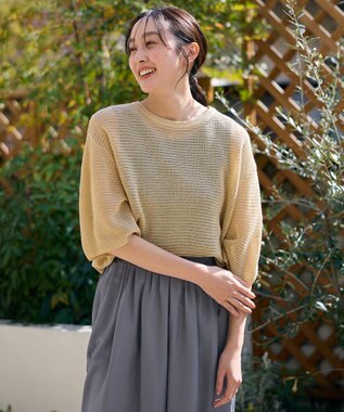 ANY 【洗濯機可/アンチピリング】アイレットメッシュニット ベージュ