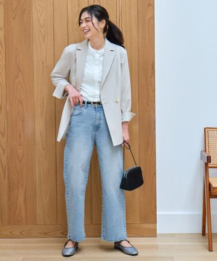 ANY 【大好評につき新色登場/洗濯機可/ウエストゴム/ストレッチ】ワイドデニムパンツ ブリーチ