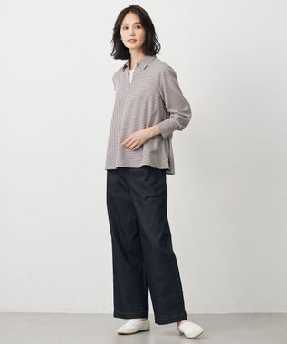 J.PRESS LADIES L 【WEB限定カラーあり】ハイパワーデニムツイル ワイドパンツ ブラック系