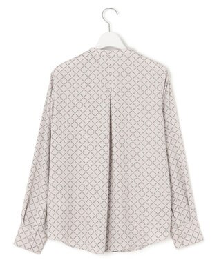 ICB L 【新色追加・WEB限定カラーあり・接触冷感・UVケア・速乾・洗える】BackSatinAmunzen バンドカラーブラウス トープベース×スクエアビット柄系