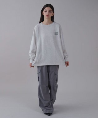 WEGO 【ユニセックス着用ITEM】ショートドロストワンポイント刺繍プルオーバー 杢グレー