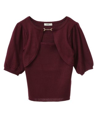 earth music&ecology ビット付きニットプルオーバー Bordeaux