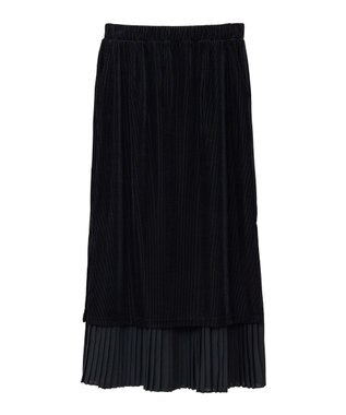 earth music&ecology ベロアプリーツスカート Black