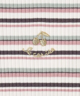 ANY KIDS 七分袖 テレコボーダー Tシャツ エクリュ系