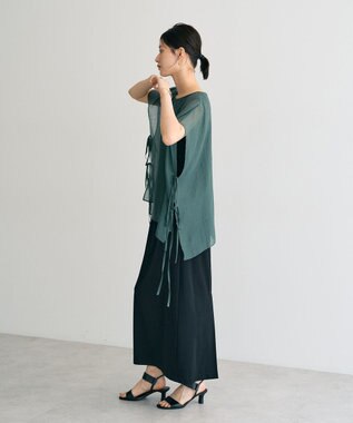 YECCA VECCA サイドリボンシアーレイヤードプルオーバー Dark Green