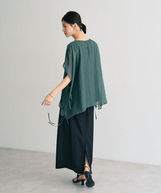 YECCA VECCA サイドリボンシアーレイヤードプルオーバー Dark Green