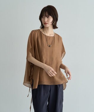 YECCA VECCA サイドリボンシアーレイヤードプルオーバー Dark Green