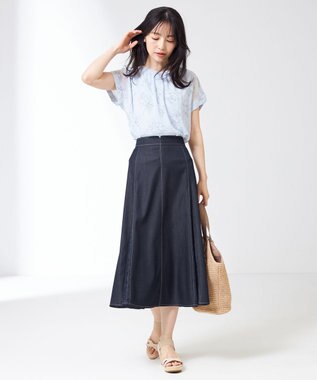 ANY SIS シフォンかぶせ ブラウス スカイブルー系