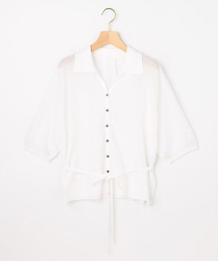 組曲 L 【先行予約・WEB限定】シアーニット 襟付き七分袖カーディガン