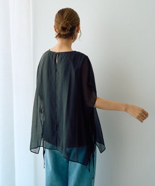 YECCA VECCA サイドリボンシアーレイヤードプルオーバー Dark Green