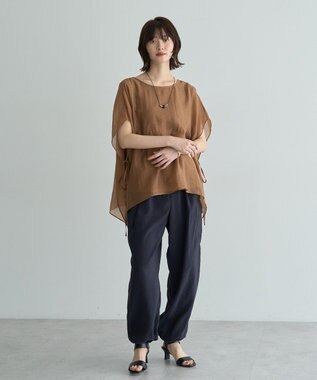 YECCA VECCA サイドリボンシアーレイヤードプルオーバー Dark Green