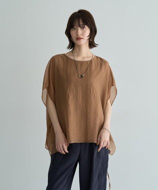 YECCA VECCA サイドリボンシアーレイヤードプルオーバー Dark Green