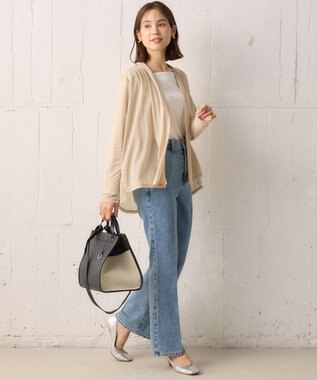 組曲 【WEB限定】シアーツイルジャージーショート カーディガン ベージュ系