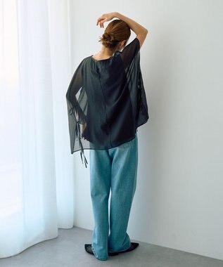 YECCA VECCA サイドリボンシアーレイヤードプルオーバー Dark Green