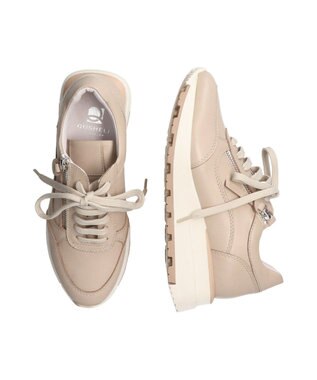 INTER-CHAUSSURES 【QUSHELI】アウトサイドジップレザースニーカー ライトグレー