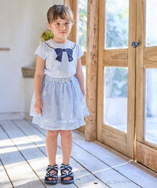 ANY KIDS リボン チュールスカート サックスブルー