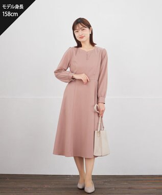 Tiaclasse L ハートネックくるみ釦ワンピース ピンク