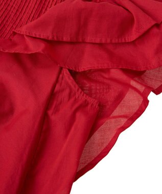 earth music&ecology フリルピンタック半袖ブラウス Red