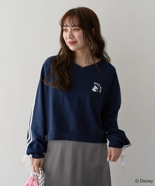 Green Parks ミッキー＆フレンズ／袖リボンショートプルオーバー Navy